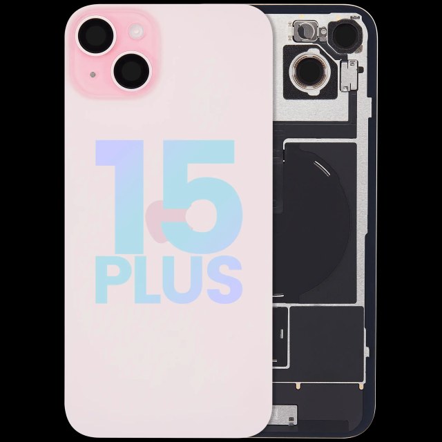 Vetro posteriore con magnete MagSafe, NFC e flat flash per iPhone 15 Plus (Service Pack) (Rosa)