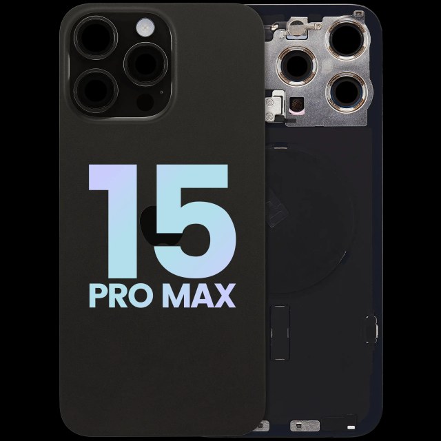 Vetro posteriore con magnete MagSafe, NFC e flat flash per iPhone 15 Pro Max (Service Pack) (Titanio nero)