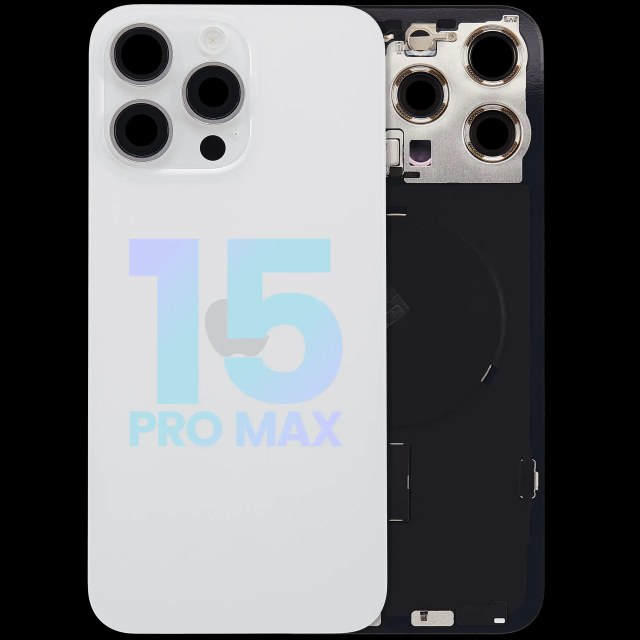 Vetro posteriore con magnete MagSafe, NFC e flat flash per iPhone 15 Pro Max (Service Pack) (Titanio bianco)