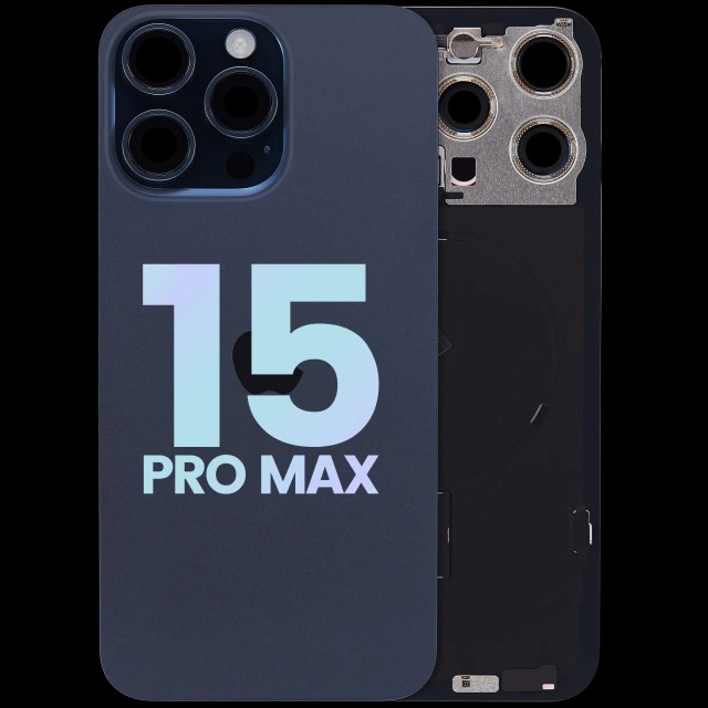 Vetro posteriore con magnete MagSafe, NFC e flat flash per iPhone 15 Pro Max (Service Pack) (Titanio blu)