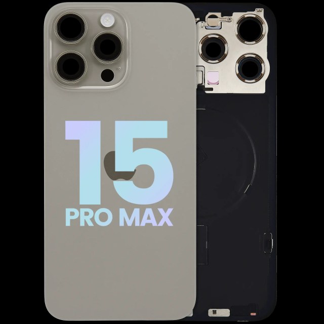 Vetro posteriore con magnete MagSafe, NFC e flat flash per iPhone 15 Pro Max (Service Pack) (Titanio naturale)