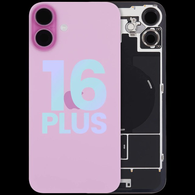 Vetro posteriore con magnete MagSafe, NFC e flat flash per iPhone 16 Plus (Service Pack) (Rosa)