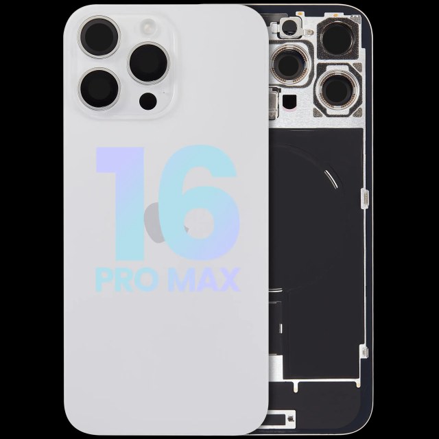Vetro posteriore con magnete MagSafe, NFC e flat flash per iPhone 16 Pro Max (Service Pack) (Titanio bianco)