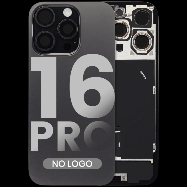 Vetro posteriore con magnete MagSafe, NFC e flat flash per iPhone 16 Pro (Aftermarket) (Titanio nero) (No Logo)