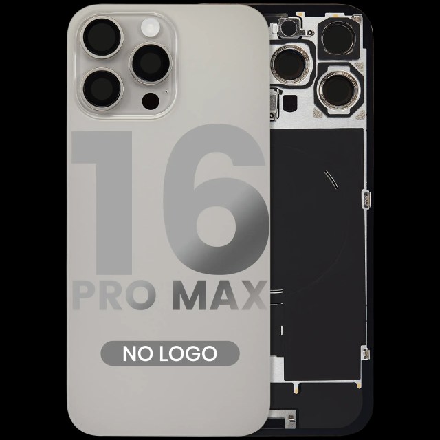 Vetro posteriore con magnete MagSafe, NFC e flat flash per iPhone 16 Pro Max (Aftermarket) (Titanio naturale) (No Logo)