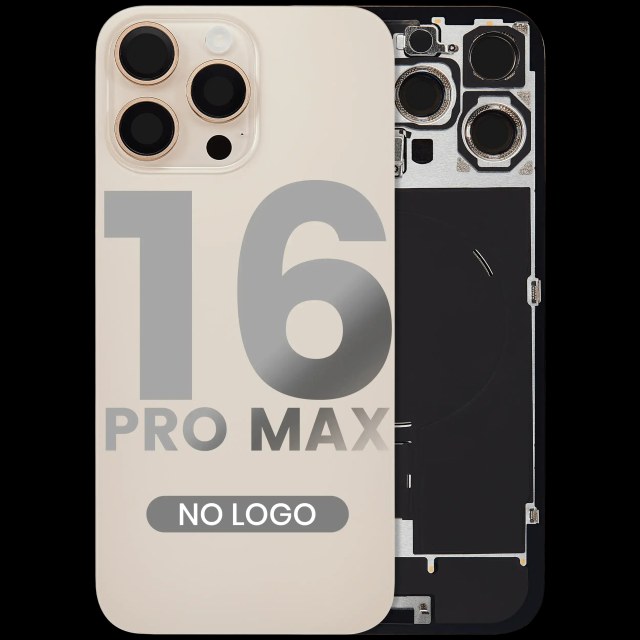 Vetro posteriore con magnete MagSafe, NFC e flat flash per iPhone 16 Pro Max (Aftermarket) (Titanio sabbia) (No Logo)
