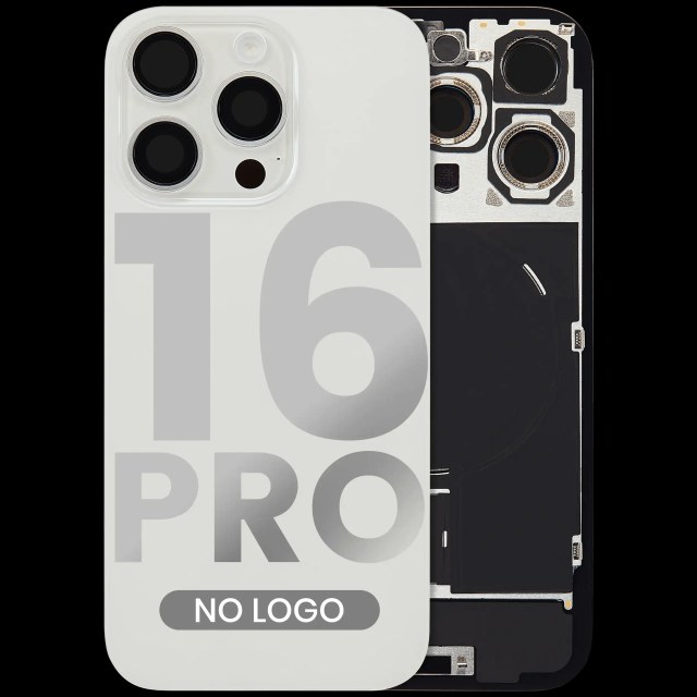 Vetro posteriore con magnete MagSafe, NFC e flat flash per iPhone 16 Pro (Aftermarket) (Titanio bianco) (No Logo)