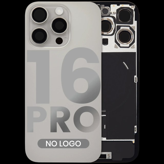 Vetro posteriore con magnete MagSafe, NFC e flat flash per iPhone 16 Pro (Aftermarket) (Titanio naturale) (No Logo)