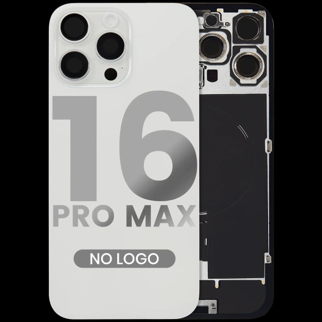 Vetro posteriore con magnete MagSafe, NFC e flat flash per iPhone 16 Pro Max (Aftermarket) (Titanio bianco) (No Logo)