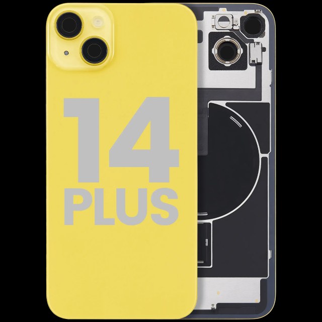Vetro posteriore con magnete MagSafe, NFC e flat flash per iPhone 14 Plus (Used Service Pack Pull: Grade B) (Giallo)