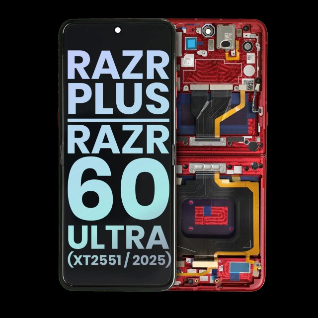 Main Display OLED completo per Motorola Razr Plus / Razr 60 Ultra (XT2551 / 2025) (Service Pack) (Rio Rosso)