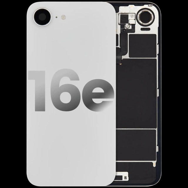 Vetro posteriore con Steel Plate con Wireless NFC Charging magnete MagSafe e Flat flash per iPhone 16e (Used Service Pack Pull: grado A) (Bianco)