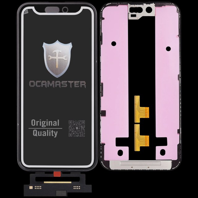4 in 1 Short flat (Touch screen Touch con vetro + OCA + Frame Pre-installed) per iPhone 15 (OCA Master)