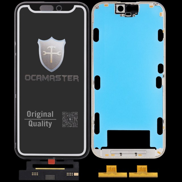 4 in 1 Short flat (Touch screen Touch con vetro + OCA + Frame Pre-installed) per iPhone 15 Pro (OCA Master)