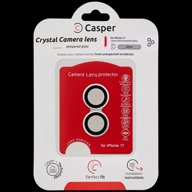Casper Vetro fotocamera Protector per iPhone 17 (Argento) (Trasparente)