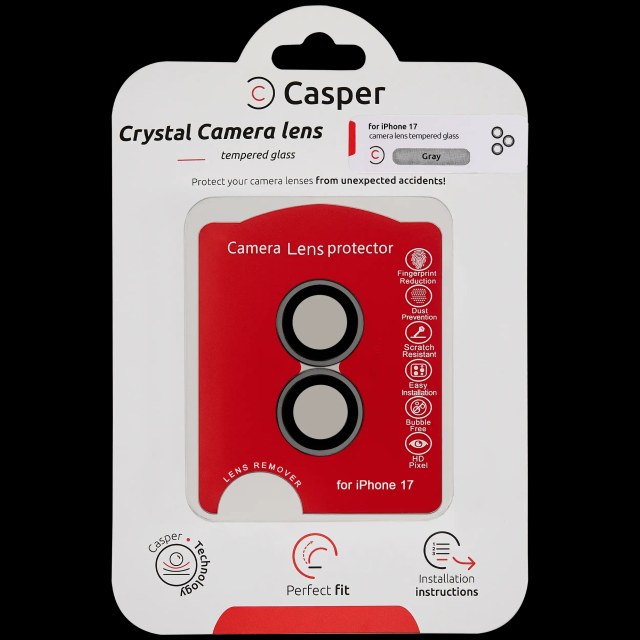 Casper Vetro fotocamera Protector per iPhone 17 (Grigio) (Trasparente)