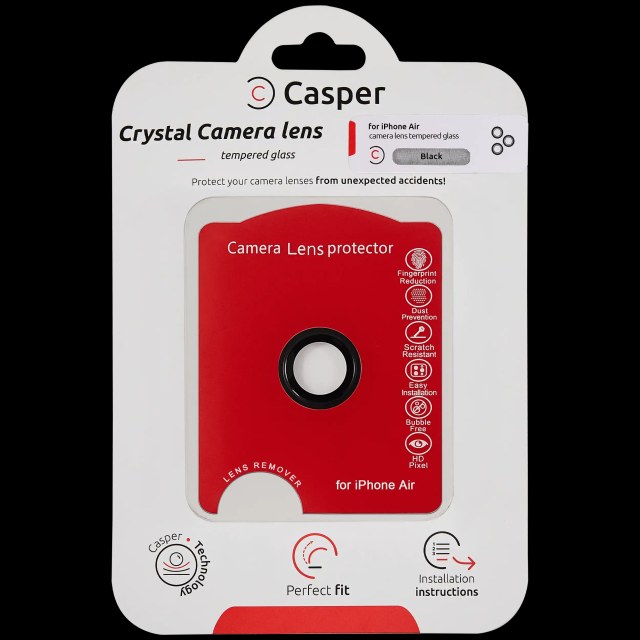 Casper Vetro fotocamera Protector per iPhone Air (Nero) (Trasparente)