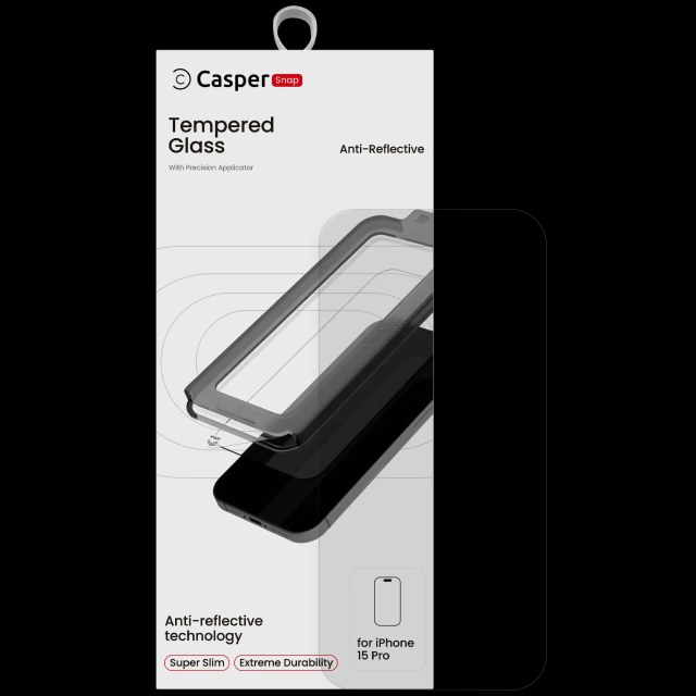 Casper Snap Vetro temperato compatibile per iPhone 15 Pro (confezione retail) (AR Trasparente)