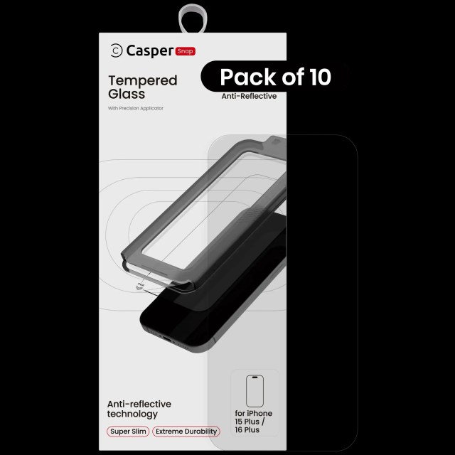 Casper Snap Vetro temperato per iPhone 15 Plus / 16 Plus (10 pezzi) (AR Trasparente)