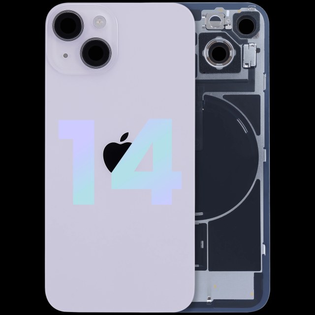 Vetro posteriore con magnete MagSafe, NFC e flat flash per iPhone 14 (Service Pack) (Viola)