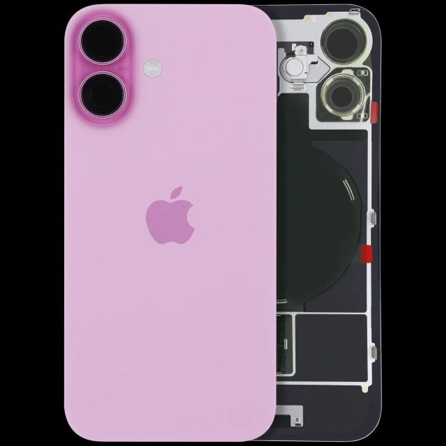 Vetro posteriore con magnete MagSafe, NFC e flat flash per iPhone 16 (Service Pack) (Rosa)