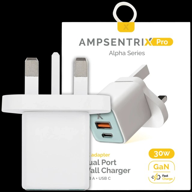 AmpSentrix 30W 2-in-1 USB-C / USB-A Wall Adapter (220V / UK Plug) (Verde petrolio)