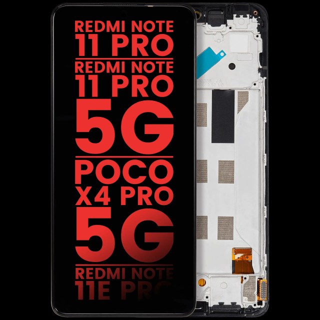 Display OLED completo con Frame per Xiaomi Redmi Note 11 Pro / Note 11 Pro 5G / Xiaomi Poco X4 Pro 5G / Redmi Note 11E Pro (Aftermarket Plus) (tutti i colori)