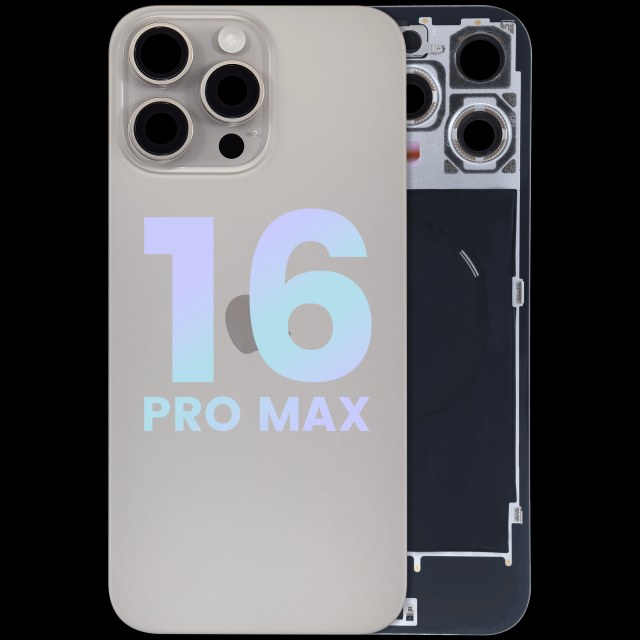 Vetro posteriore con magnete MagSafe, NFC e flat flash per iPhone 16 Pro Max (Service Pack) (Titanio naturale)