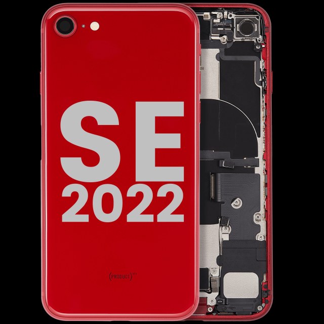Scocca posteriore W/ Connettore di ricarica flat e Small Components Pre-Installed per iPhone SE (2022) (Used Service Pack Pull: grado A) (Rosso)