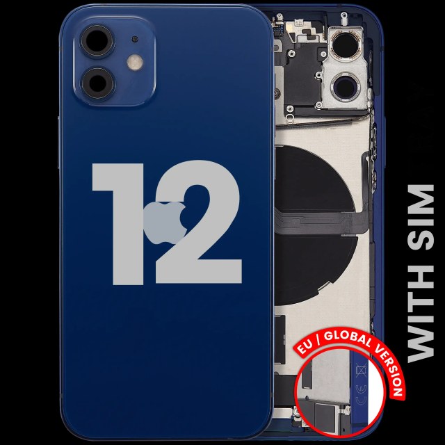 Scocca posteriore con flat connettore di ricarica e minuteria per iPhone 12 (EU / Global Version) (Used Service Pack Pull: Grade B) (Blu)
