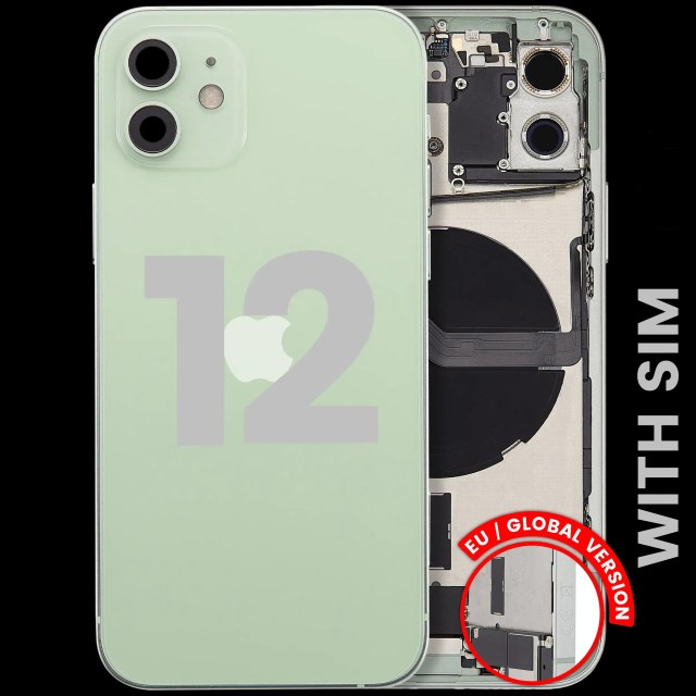 Scocca posteriore con flat connettore di ricarica e minuteria per iPhone 12 (EU / Global Version) (Used Service Pack Pull: Grade B) (Verde)