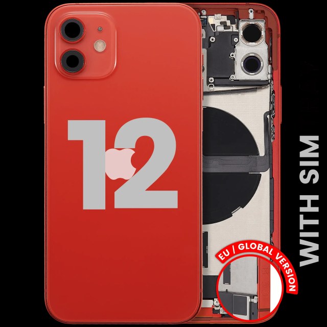 Scocca posteriore con flat connettore di ricarica e minuteria per iPhone 12 (EU / Global Version) (Used Service Pack Pull: Grade B) (Rosso)