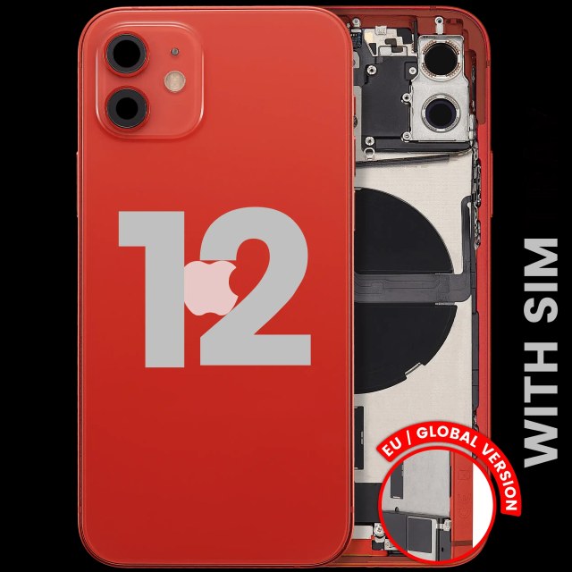 Scocca posteriore con flat connettore di ricarica e minuteria per iPhone 12 (EU / Global Version) (Used Service Pack Pull: Grade C) (Rosso)