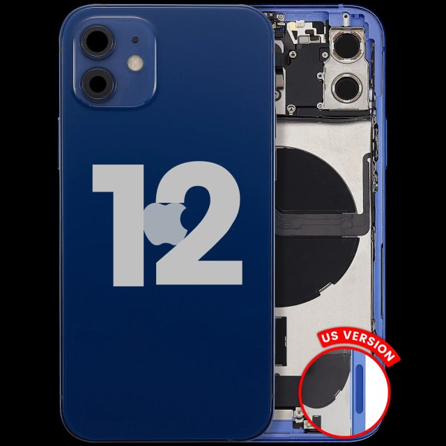Scocca posteriore con flat connettore di ricarica e minuteria per iPhone 12 (US Version) (Used Service Pack Pull: Grade C) (Blu)