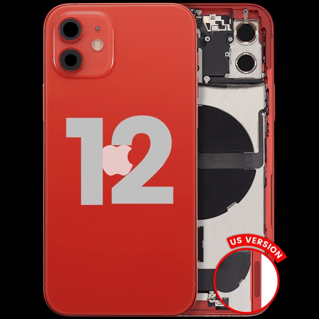 Scocca posteriore con flat connettore di ricarica e minuteria per iPhone 12 (US Version) (Used Service Pack Pull: Grade B) (Rosso)