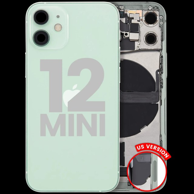 Scocca posteriore con flat connettore di ricarica e minuteria per iPhone 12 Mini (US Version) (Used Service Pack Pull: grado A) (Verde)