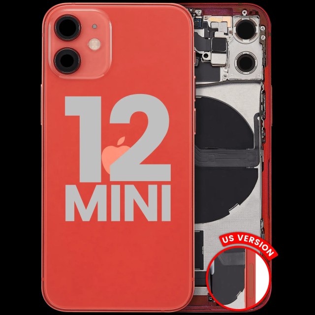 Scocca posteriore con flat connettore di ricarica e minuteria per iPhone 12 Mini (US Version) (Used Service Pack Pull: grado A) (Rosso)