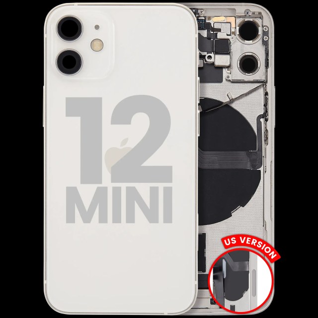 Scocca posteriore con flat connettore di ricarica e minuteria per iPhone 12 Mini (US Version) (Used Service Pack Pull: grado A) (Bianco)