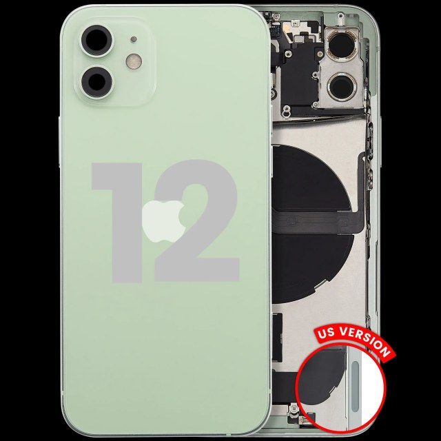 Scocca posteriore con flat connettore di ricarica e minuteria per iPhone 12 (US Version) (Used Service Pack Pull: Grade C) (Verde)