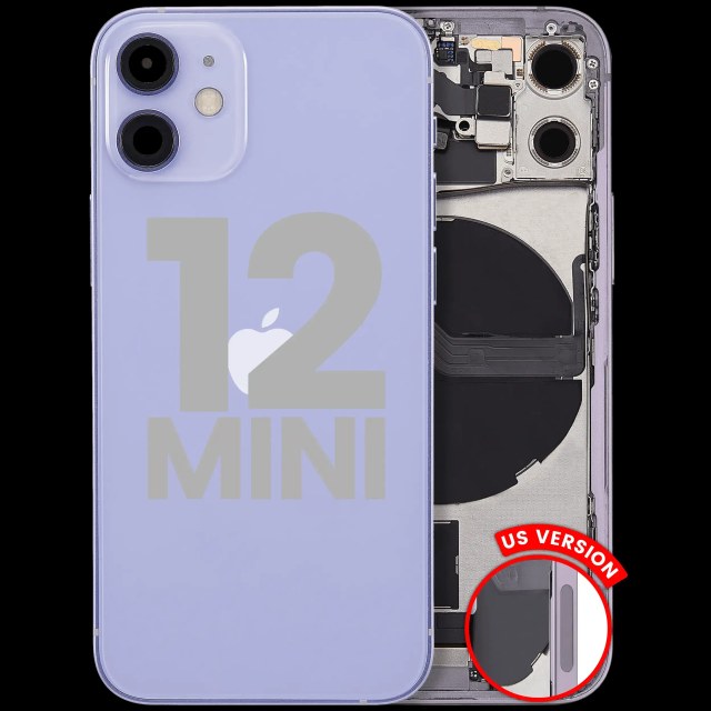 Scocca posteriore con flat connettore di ricarica e minuteria per iPhone 12 Mini (US Version) (Used Service Pack Pull: grado A) (Viola)