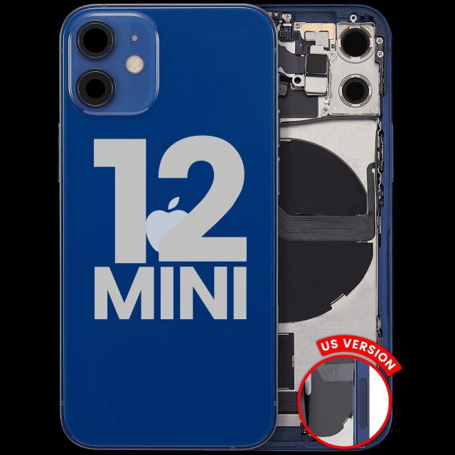 Scocca posteriore con flat connettore di ricarica e minuteria per iPhone 12 Mini (US Version) (Used Service Pack Pull: Grade B) (Blu)