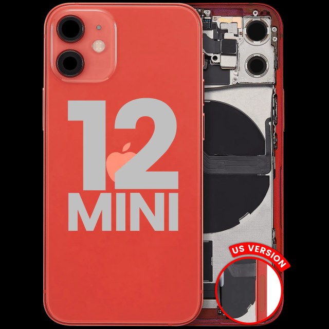 Scocca posteriore con flat connettore di ricarica e minuteria per iPhone 12 Mini (US Version) (Used Service Pack Pull: Grade B) (Rosso)
