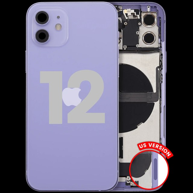 Scocca posteriore con flat connettore di ricarica e minuteria per iPhone 12 (US Version) (Used Service Pack Pull: Grade C) (Viola)
