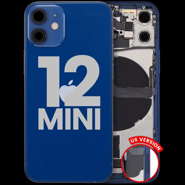Scocca posteriore con flat connettore di ricarica e minuteria per iPhone 12 Mini (US Version) (Used Service Pack Pull: Grade C) (Blu)