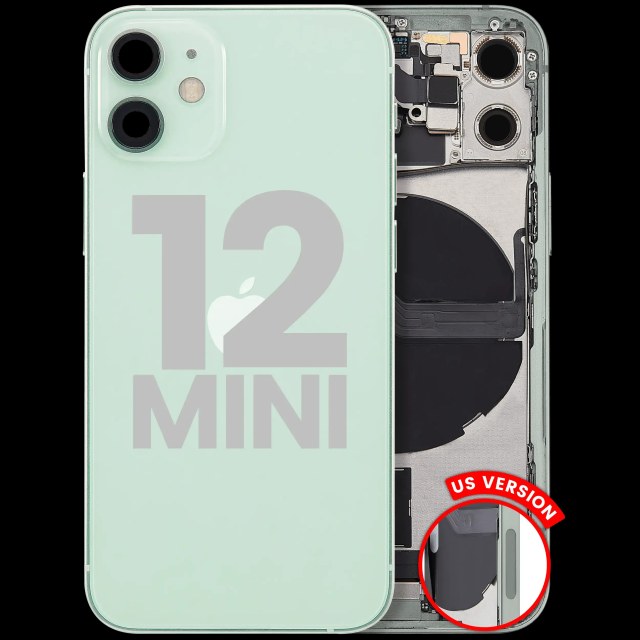 Scocca posteriore con flat connettore di ricarica e minuteria per iPhone 12 Mini (US Version) (Used Service Pack Pull: Grade C) (Verde)