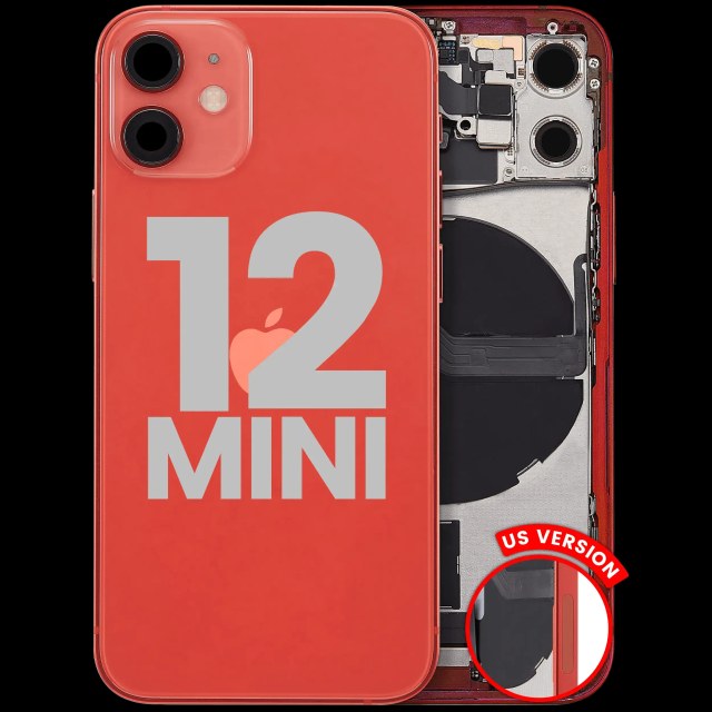 Scocca posteriore con flat connettore di ricarica e minuteria per iPhone 12 Mini (US Version) (Used Service Pack Pull: Grade C) (Rosso)
