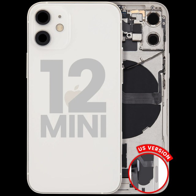 Scocca posteriore con flat connettore di ricarica e minuteria per iPhone 12 Mini (US Version) (Used Service Pack Pull: Grade C) (Bianco)