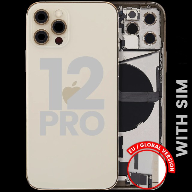Scocca posteriore con flat connettore di ricarica e minuteria per iPhone 12 Pro (EU / Global Version) (Used Service Pack Pull: Grade B) (Oro)