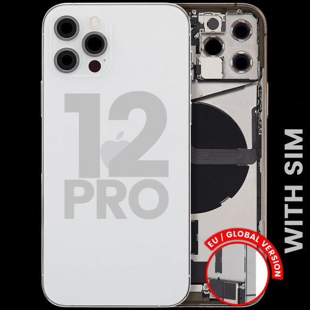 Scocca posteriore con flat connettore di ricarica e minuteria per iPhone 12 Pro (EU / Global Version) (Used Service Pack Pull: grado A) (Argento)