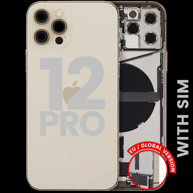 Scocca posteriore con flat connettore di ricarica e minuteria per iPhone 12 Pro (EU / Global Version) (Used Service Pack Pull: Grade C) (Oro)
